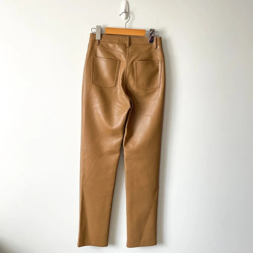 Aritzia Wilfred The Melina Pant High Waisted Vegan Leather Pants Constant Camel - Picture 8 of 10